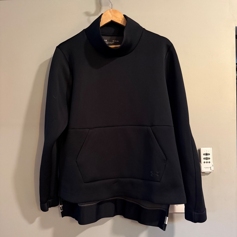 Under Armour Pullover Womens XL Black Mock Neck Textured Fleece 1324825 Active